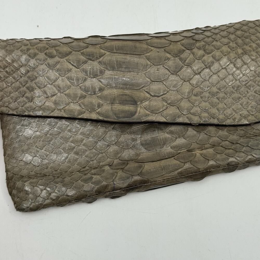 Vintage Python Snakeskin Olive Gray Wallet - image 5